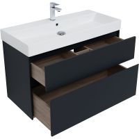 Тумба под раковину Aquanet Бруклин 100 310139 подвесная Антрацит матовый — фото 8, Тумбы под раковину