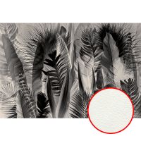 Фреска Ortograf Levity 33356 Фактура флок FLK Флизелин (4*2,7) Черный/Серый, Листья/Перья — фото 1, Фрески