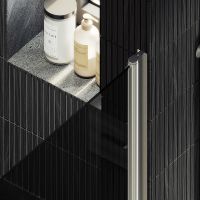 Душевая дверь Maybah Glass MGD-806-5 800x1980 на монопетле Хром матовый стекло графитовое — фото 4, Душевые двери в нишу