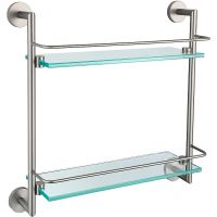 Стеклянная полка Allen Brau Priority 6.31015-BN Никель брашированный — фото 1, Полки для ванной и душа