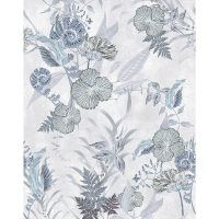 Панно Marburg Memoria 34303 Винил на флизелине (2,12*2,7) Серый/Зеленый/Синий, Листья/Цветы — фото 1, Обои для стен