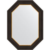 Зеркало Evoform Polygon 73х53 BY 7285 в багетной раме - Черное дерево с золотом 71 мм — фото 1, Мебель для ванной