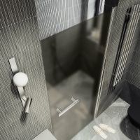 Душевая дверь Maybah Glass MGD-455-5 800x1980 на монопетле Хром матовый стекло бронзовое матовое — фото 4, Душевые двери в нишу