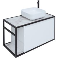 Тумба под раковину Aquanet Nova Lite Loft 90R 261651 подвесная Белый глянец — фото 7, Мебель для ванной