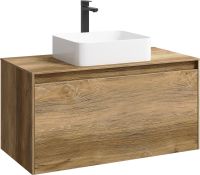 Корпус тумбы под раковину Aqwella 5 Stars Mobi 100 MOB0110DB подвесной Дуб балтийский — фото 3, Мебель для ванной