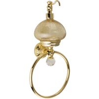 Дозатор для жидкого мыла с кольцом для полотенец Migliore Cristalia 16832 Золото с кристаллом Swarovski — фото 1, Полотенцедержатели