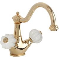 Смеситель для раковины Migliore Olivia 19024 Золото Белый — фото 1, Смесители для раковины