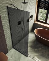 Душевая перегородка Maybah Glass MGD-693-6у 890x1950 в узком профиле Черный стекло графитовое — фото 4, Душевые перегородки