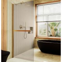 Душевая перегородка Maybah Glass MGD-727-3ш 790x1950 в широком профиле Золото стекло бронзовое — фото 1, Душевые перегородки