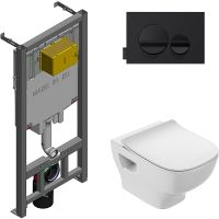 Комплект унитаза с инсталляцией Jacob Delafon Struktura E21750RU-00 с сиденьем Микролифт и клавишей смыва Черная — фото 1, Комплекты унитаз + инсталляция