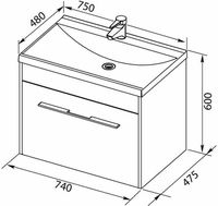 Тумба с раковиной Aquanet Августа 75 287692 подвесная Белая — фото 7, Тумбы с раковиной