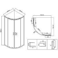Душевой уголок Vincea City 80x80 VSQ-5CT800CL профиль Хром стекло прозрачное — фото 6, Душевые уголки четверть круга