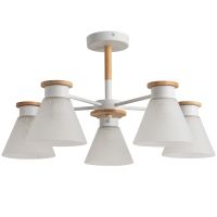 Люстра Artelamp Tyler A1031PL-5WH Белая Светлое дерево — фото 1, Люстры