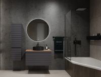 Шкаф пенал Jorno Cossety 33 Coss.04.124/P/A/JR подвесной Антрацит — фото 2, Пеналы для ванной комнаты