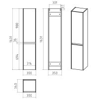Шкаф пенал Brevita Balaton 35 L BAL-05035-01-2Л подвесной Белый матовый — фото 7, Мебель для ванной