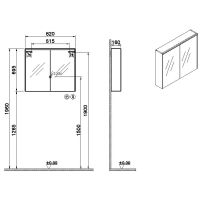 Зеркальный шкаф Vitra 80 66911 с подсветкой Антрацит глянцевый — фото 5, Зеркальные шкафы в ванную
