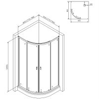 Душевой уголок AM.PM X-Joy Twin Slide 80х80 W88E-205-080BT64 профиль Черный матовый стекло прозрачное — фото 9, Душевые уголки четверть круга