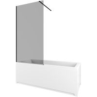 Шторка на ванну Allen Brau Infinity 3 80 3.21064.BBA.T профиль Черный браш стекло тонированное — фото 1, Неподвижные шторки для ванной