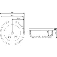 Раковина-чаша Abber Bequem 40 AC2103MB Черная матовая — фото 4, Раковины накладные