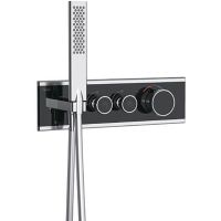 Смеситель для душа Teska Shine SH2002 с термостатом Хром Черное стекло — фото 1, Смеситель для душа