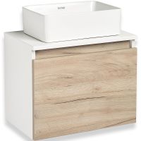 Тумба под раковину Runo Бари 50 00-00001373 подвесная Крафт дуб Белая — фото 1, Тумбы под раковину