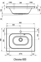 Раковина Ravak Chrome 60 XJG01160000 Белая — фото 4, Раковины встраиваемые сверху