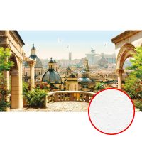 Фреска Ortograf Городской пейзаж 6602 Фактура бархат FX Флизелин (4,3*2,7) Бежевый/Зеленый/Голубой, Город/Пейзаж — фото 1, Фрески