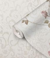 Обои Prima Italiana Colomba 80603 Винил на флизелине (1,06*10) Бежевый/Розовый, Вензель/Цветы — фото 2, Обои для стен