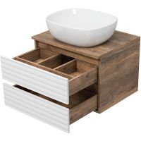 Тумба под раковину Brevita Dakota 60 подвесная Белая матовая Дуб Галифакс олово арт-DAK-09060-19/01-2Я — фото 3, Тумбы под раковину