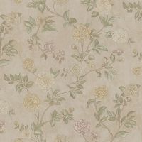 Обои Zambaiti Parati Satin Flowers IV Z66801 Винил на флизелине (0,53*10,05) Коричневый/Зеленый/Розовый, Цветы — фото 1, Обои для стен
