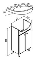 Тумба под раковину Runo Уют 45 00000000064 Белая — фото 3, Тумбы под раковину