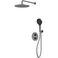 Душевая система Whitecross Y gunmetal YSET08TOPGM с термостатом Оружейная сталь — фото 1, Душевое оборудование. Душевая программа