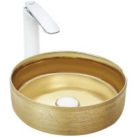 Раковина-чаша WeltWasser Elbach 3134 LSG 35 10000004539 Золотистая — фото 1, Раковины накладные