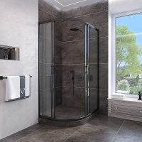 Душевой уголок Veconi Rovigo RV-107B 90x90 RV107B-90-01-C4 профиль Черный матовый стекло прозрачное — фото 3, Душевые уголки четверть круга