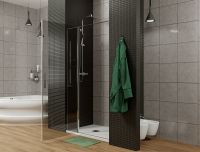 Душевая дверь Allen Brau Priority 140 3.31010.00G профиль Хром стекло тонированное — фото 10, Распашные душевые двери