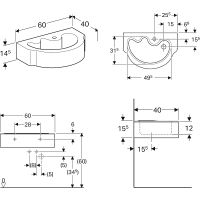 Раковина Geberit Bambini 60 326060000 детская Белая — фото 12, Раковины подвесные