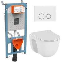 Комплект унитаза с инсталляцией Vitra S 40 9860B003-7200 с сиденьем Микролифт и клавишей смыва Хром глянцевый — фото 1, Комплекты унитаз + инсталляция