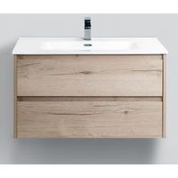 Тумба под раковину BelBagno Kraft 90 KRAFT-900-2C-SO-RGB подвесная Белый дуб Галифакс — фото 1, Тумбы под раковину