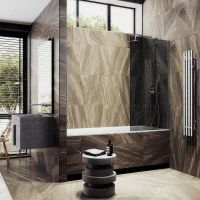 Шторка на ванну Maybah Glass MGV-79-5ш 500x1400 в широком профиле Хром матовый стекло графитовое — фото 3, Неподвижные шторки для ванной