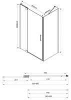 Душевой уголок Vincea Extra 90х90 VSR-1E809090CLB профиль Черный стекло прозрачное — фото 6, Квадратные душевые уголки