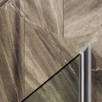 Шторка на ванну Maybah Glass MGV-599-5 700x1400 поворотная на монопетле Хром матовый стекло прозрачное — фото 5, Неподвижные шторки для ванной