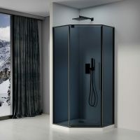 Душевой уголок Black&White Stellar Wind S815 BG 90x90 815900G профиль Черный матовый стекло серое — фото 2, Душевые уголки