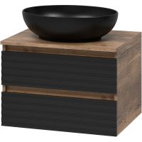 Тумба под раковину Brevita Dakota 60 DAK-09060-19/02-2Я подвесная Черный кварц Дуб Галифакс олово — фото 1, Тумбы под раковину