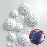 Фреска Ortograf 3D 30473 Фактура бархат серебро FX-S Флизелин (2,7*2,7) Белый, Цветы — фото 1, Фрески