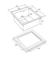 Кухонная мойка Paulmark Kroner 45 PM214551-GM Вороненая сталь — фото 4, Кухонные мойки