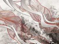 Фреска Ortograf Misto 33981 Фактура флок FLK Флизелин (3,6*2,7) Серый/Красный, Абстракция — фото 2, Фрески