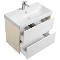 Товар: Тумба под раковину Aquaton Сканди 80 1A283001SDB20 подвесная Белый глянец Дуб верона - фото 3 Тумба под раковину Aquaton Сканди 80 1A283001SDB20 подвесная Белый глянец Дуб верона — фото 3, Мебель для ванной