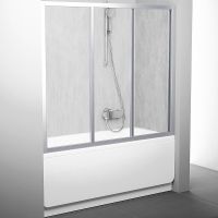 Шторка на ванну Ravak Supernova AVDP3-120 40VG0U0241 профиль Сатин витраж пластик Rain — фото 2, Шторки для ванной раздвижные