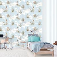 Обои детские Andrea Rossi Kids Land 54271-1 Винил на флизелине (1,06*10,05) Голубой, Карты — фото 3, Обои для стен
