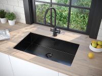 Кухонная мойка Paulmark Next 74 Uni PM217444-GM Вороненая сталь — фото 3, Кухонные мойки